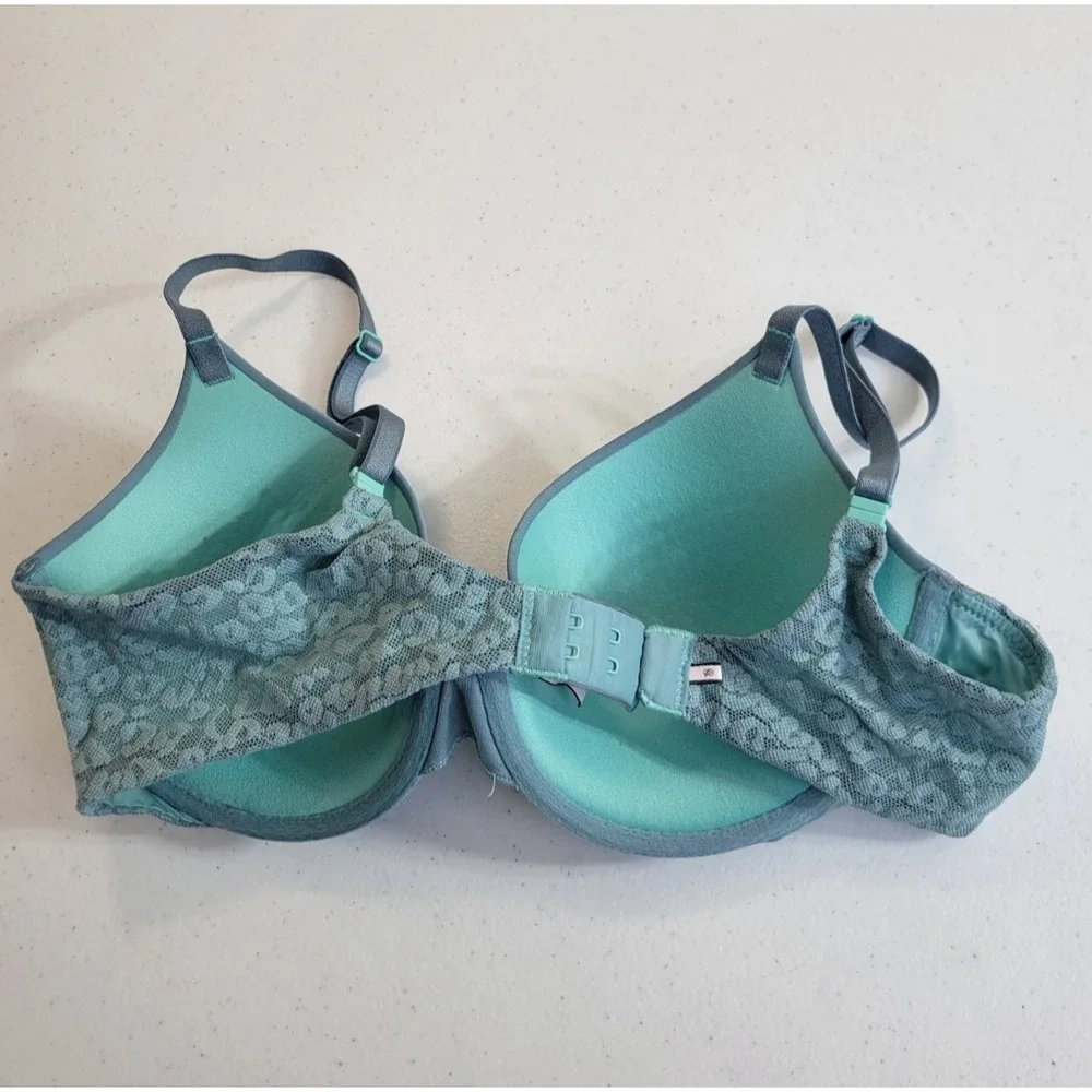 Victoria's Secret Lined‎ Demi Bra Underwire Lace Back Romantic Blue Women 34C
